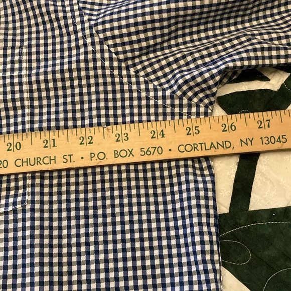 Michael Kors gingham mens 17 1/2 38/39 tall casual button down shirt blue white - Picture 7 of 10